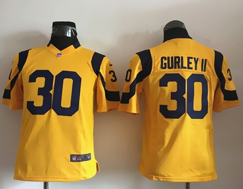Nike Rams #30 Todd Gurley II Gold Youth Stitched NFL Elite Rush Jersey